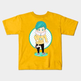 Funny cute girl cartoon 2 Kids T-Shirt